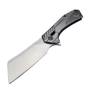 Kershaw Static Pocketknife, 2.9″ 8Cr13MoV Stainless Steel Cleaver Plain Edge Blade, Manual KVT Ball-Bearing Flipper Opening, Folding EDC, Frame Lock System